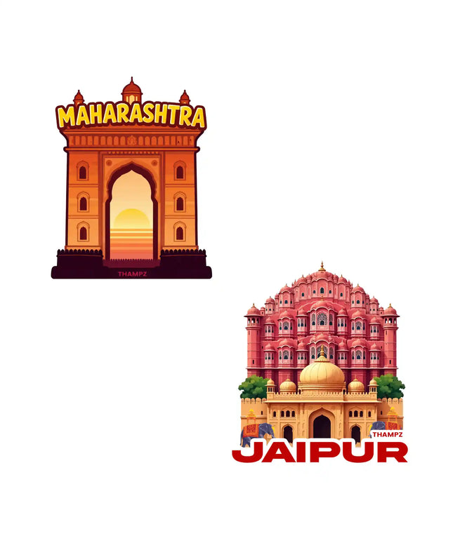 heritage india landmarks combo premium matte vinyl stickers combo set of 2 die cut premium travel souvenir