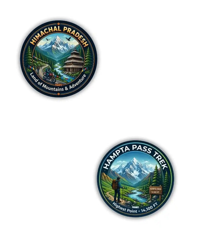Himachal Pradesh  Hampta Pass Trek Metal Pin Badges Set of 2  Himalayan Adventure Souvenir Collection