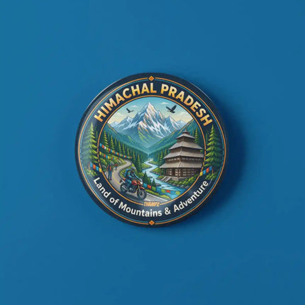 Himachal Pradesh Mountains & Temple Pin Badge – Adventure Travel Souvenir