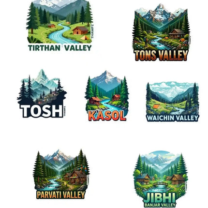 Himachal Valley Wanderlust 3D Embossed Flexible Fridge Magnets (Set of 7) – Himalayan Travel Souvenir Set