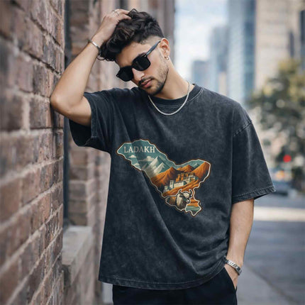 Himalayan Explorer Oversized Unisex Acid Wash T-Shirt