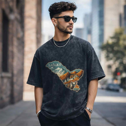 Himalayan Explorer Oversized Unisex Acid Wash T-Shirt