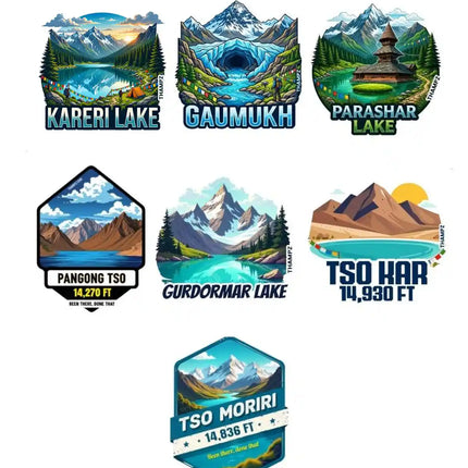 Himalayan Lake Legends 3D Embossed Flexible Fridge Magnets (Set of 7) – Himalayan Nature Travel Souvenir Set
