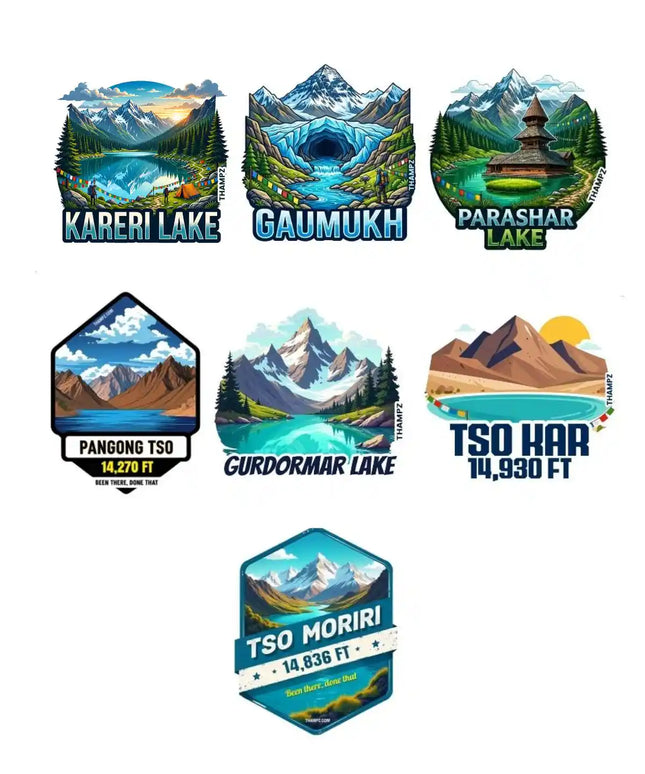 Himalayan Lake Legends 3D Embossed Flexible Fridge Magnets (Set of 7) – Himalayan Nature Travel Souvenir Set