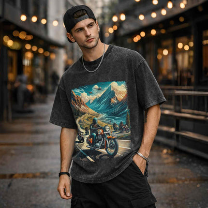 Himalayan Riders Oversized Unisex Acid Wash T-Shirt