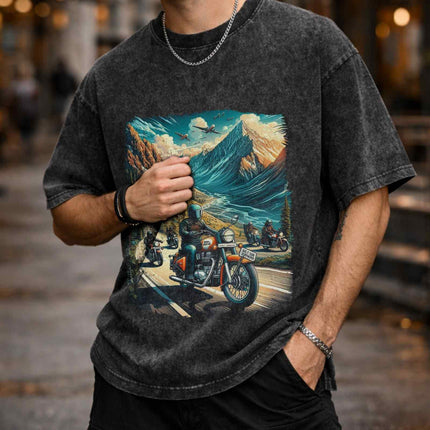 Himalayan Riders Oversized Unisex Acid Wash T-Shirt