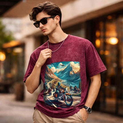 Himalayan Riders Oversized Unisex Acid Wash T-Shirt