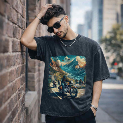 Himalayan Riders Oversized Unisex Acid Wash T-Shirt
