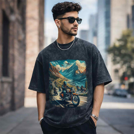 Himalayan Riders Oversized Unisex Acid Wash T-Shirt