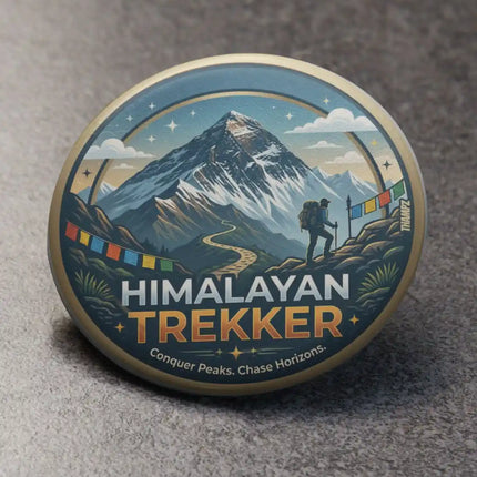 Himalayan Trekker Pin Badge – Mountain Hiking Travel Souvenir
