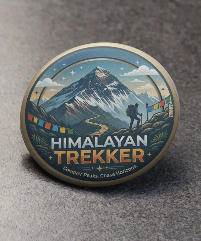 Himalayan Trekker Pin Badge – Mountain Hiking Travel Souvenir