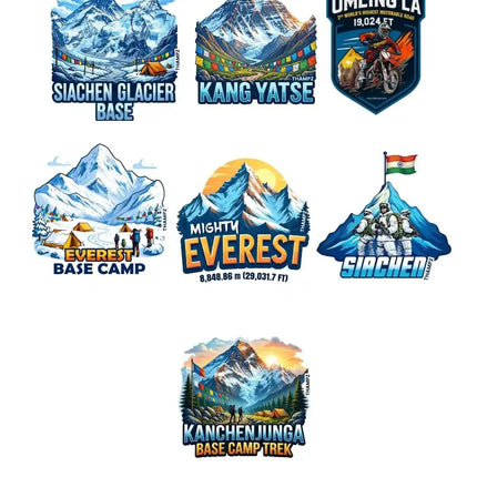 Himalayan Ultimate Heights 3D Embossed Flexible Fridge Magnets (Set of 7) – Himalayan Adventure Travel Souvenir Set