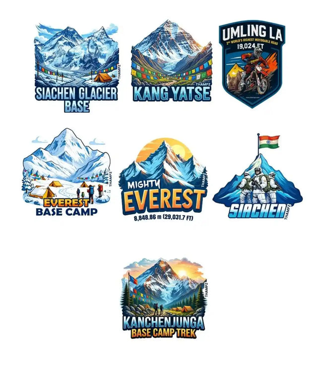 Himalayan Ultimate Heights 3D Embossed Flexible Fridge Magnets (Set of 7) – Himalayan Adventure Travel Souvenir Set