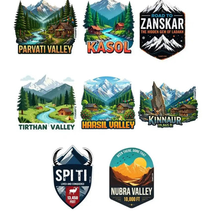 Himalayan Valleys 3D Embossed Flexible Fridge Magnets (Set of 8) – Himalayan Travel Souvenir Set