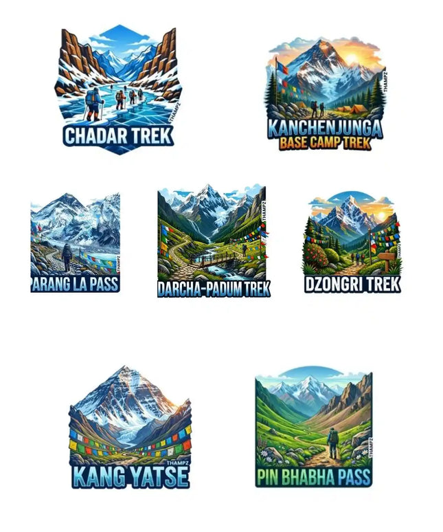 Himalayan Wild Frontiers 3D Embossed Flexible Fridge Magnets (Set of 7) – Himalayan Adventure Travel Souvenir Set