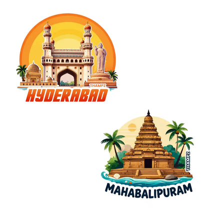 hyderabad  mahabalipuram 3d embossed flexible fridge magnet combo set of 2 05mm premium travel souvenir