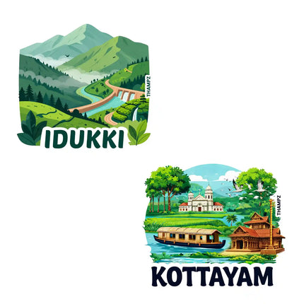 idukki  kottayam kerala premium matte vinyl stickers combo set of 2 die cut travel souvenir