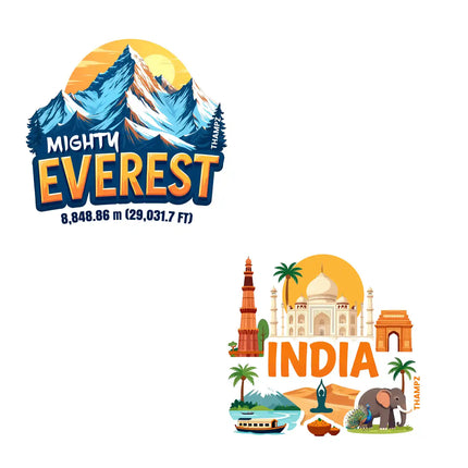 india  mighty everest 3d embossed vinyl stickers combo set of 2 premium die cut travel souvenir