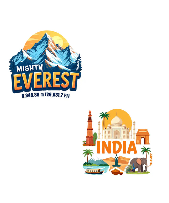 india  mighty everest premium matte vinyl stickers combo set of 2 die cut premium travel souvenir