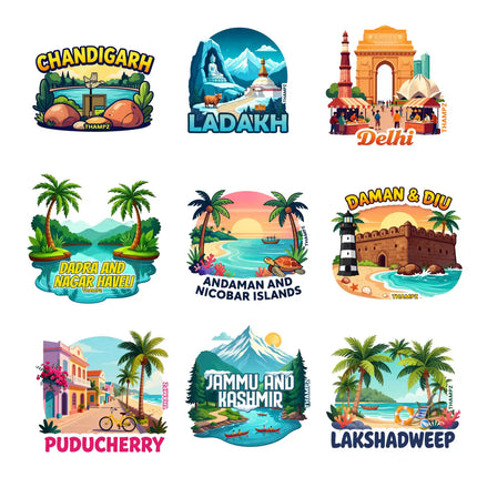 india union territories 3d embossed vinyl stickers combo set of 8 premium die cut complete ut collection