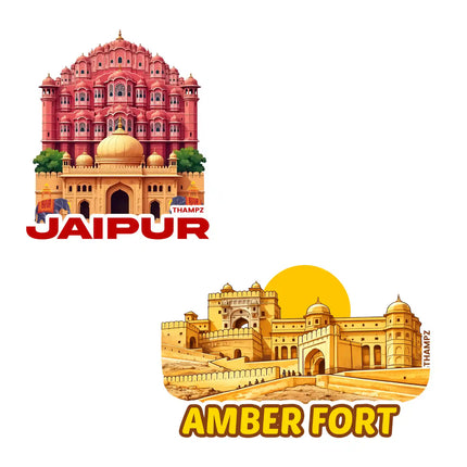 jaipur  amber fort 3d embossed flexible fridge magnet combo set of 2 05mm premium travel souvenir
