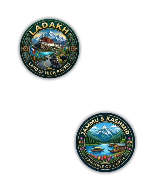 Jammu  Kashmir  Ladakh Metal Pin Badges Set of 2  Himalayan Travel Souvenir Collection