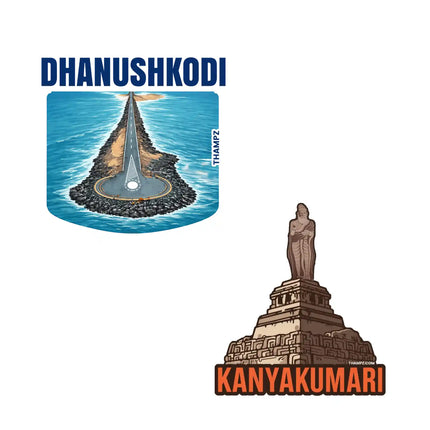 kanyakumari  dhanushkodi 3d embossed vinyl stickers combo set of 2 premium die cut travel souvenir