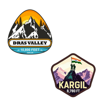 kargil  dras valley 3d embossed vinyl stickers combo set of 2 premium die cut travel souvenir