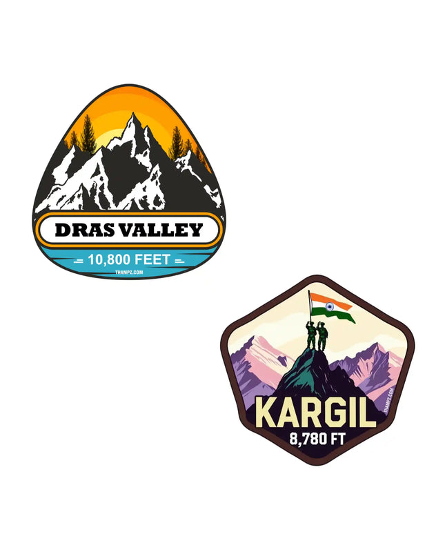 kargil  dras valley premium matte vinyl stickers combo set of 2 die cut premium travel souvenir