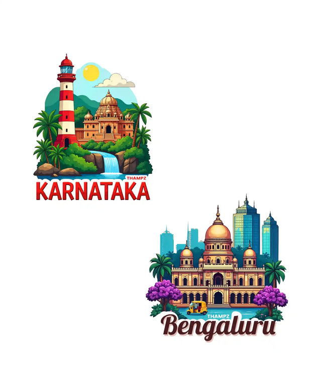 karnataka  bengaluru 3d embossed vinyl stickers combo set of 2 premium die cut travel souvenir