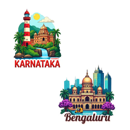 karnataka  bengaluru premium matte vinyl stickers combo set of 2 die cut premium travel souvenir