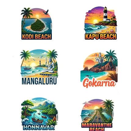 Karnataka Coastal Trails 3D Embossed Flexible Fridge Magnets (Set of 6) – Karnataka Coastal Travel Souvenir Set