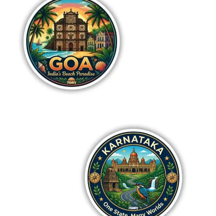 Karnataka  Goa Metal Pin Badges Set of 2  South India Travel Souvenir Collection