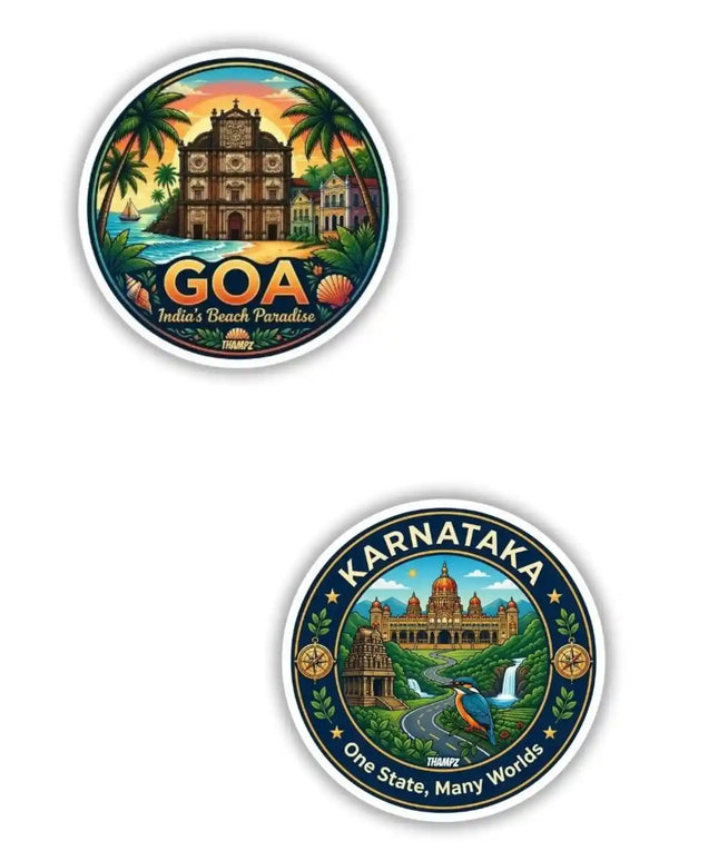Karnataka  Goa Metal Pin Badges Set of 2  South India Travel Souvenir Collection