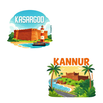 kasaragod  kannur kerala 3d embossed vinyl stickers combo set of 2 premium die cut travel souvenir