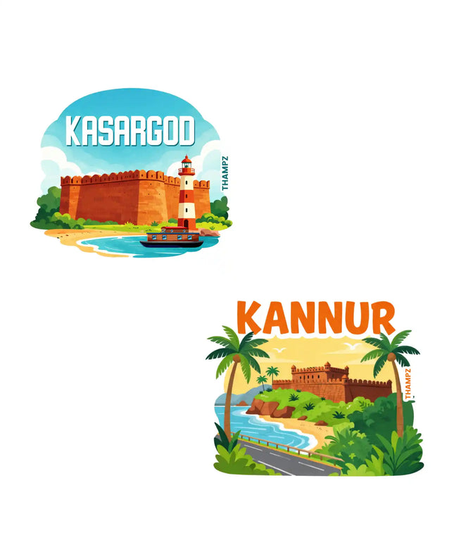 kasaragod  kannur kerala 3d embossed vinyl stickers combo set of 2 premium die cut travel souvenir