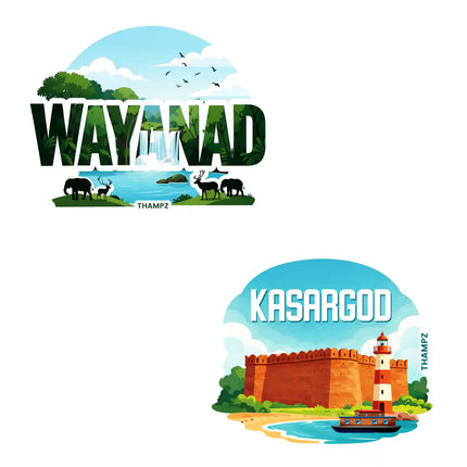 kasaragod  wayanad premium matte vinyl stickers combo set of 2 die cut premium travel souvenir