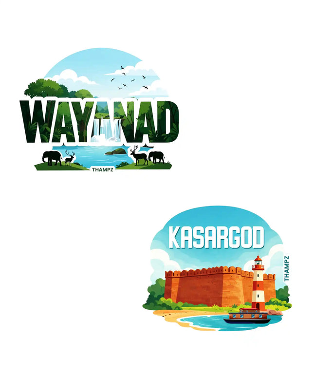kasaragod  wayanad premium matte vinyl stickers combo set of 2 die cut premium travel souvenir