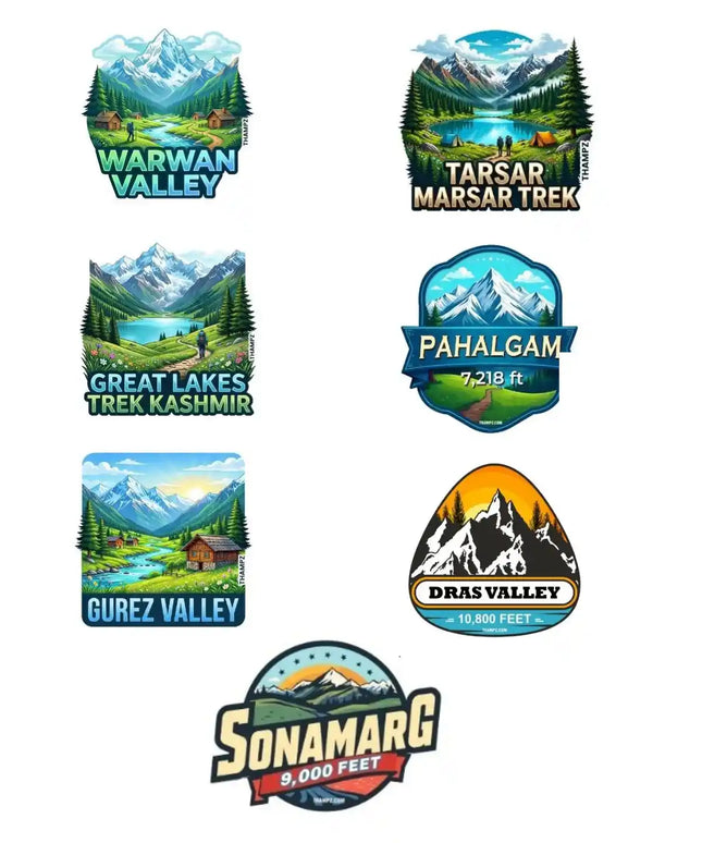 Kashmir Himalayan Trails 3D Embossed Flexible Fridge Magnets (Set of 7) – Kashmir Travel Souvenir Set
