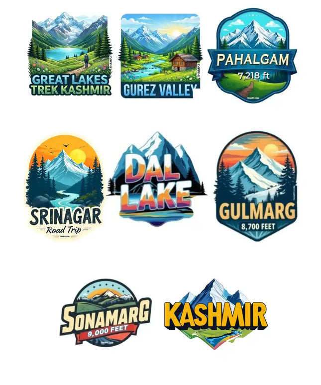 Kashmir Scenic Escapes 3D Embossed Flexible Fridge Magnets (Set of 8) – Kashmir Travel Souvenir Set