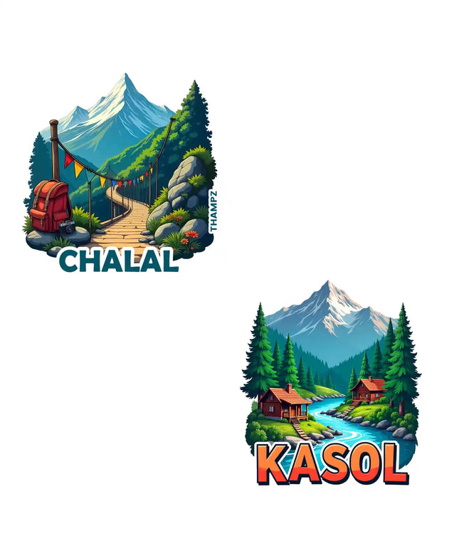 kasol  chalal 3d embossed flexible fridge magnet combo set of 2 05mm premium travel souvenir