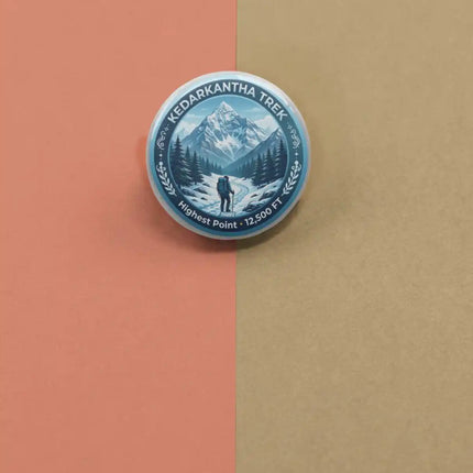 Kedarkantha Trek Uttarakhand Adventure Pin Badge – Himalayan Travel Souvenir