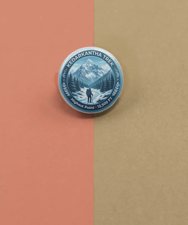 Kedarkantha Trek Uttarakhand Adventure Pin Badge – Himalayan Travel Souvenir