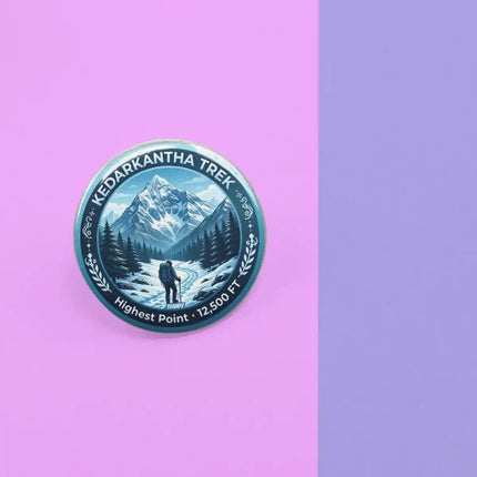 Kedarkantha Trek Uttarakhand Adventure Pin Badge – Himalayan Travel Souvenir