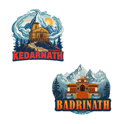 kedarnath  badrinath 3d embossed vinyl stickers combo set of 2 premium die cut travel souvenir