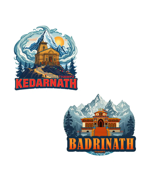 kedarnath  badrinath 3d embossed vinyl stickers combo set of 2 premium die cut travel souvenir