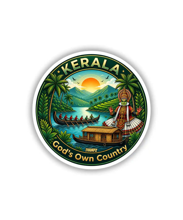 Kerala Kathakali & Backwaters Scenic Pin Badge – God's Own Country Travel Souvenir