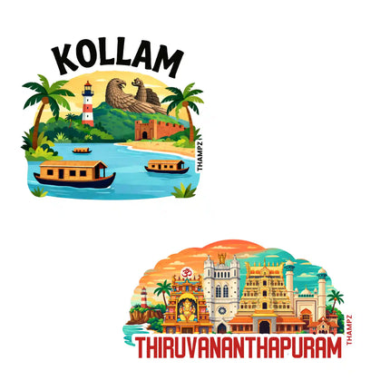 kollam  thiruvananthapuram 3d embossed flexible fridge magnet combo set of 2 05mm premium travel souvenir
