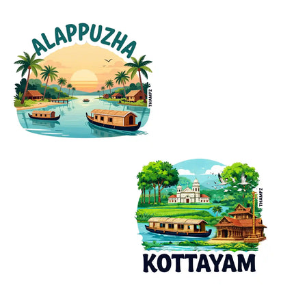kottayam  alappuzha 3d embossed vinyl stickers combo set of 2 premium die cut travel souvenir
