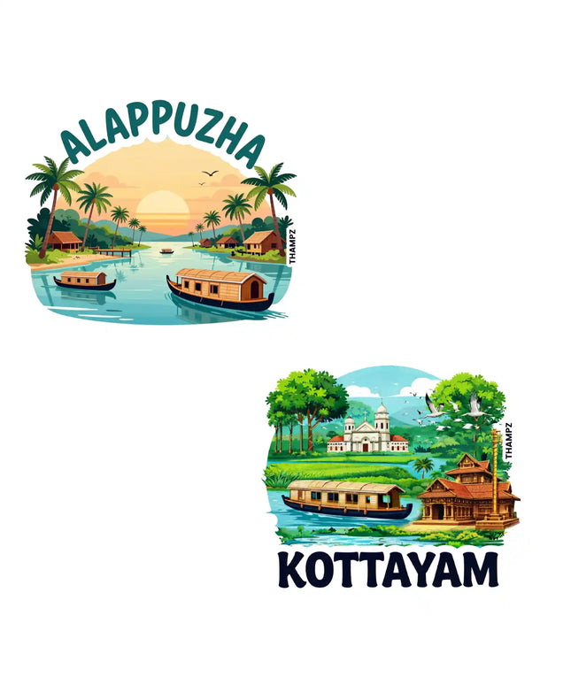 kottayam  alappuzha 3d embossed flexible fridge magnet combo set of 2 05mm premium travel souvenir